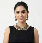 Handcrafted Oxidised Silver Jewellery Set for Women