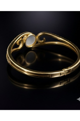 Golden Swirl Pearl Crystal Bangle Bracelet