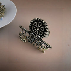 Marathi Pride Oxidised Silver Choker Set with Statement Earrings & Ring