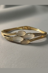 Golden Petal Mother-of-Pearl Crystal Bracelet