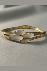 Golden Petal Mother-of-Pearl Crystal Bracelet