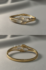 Golden Petal Mother-of-Pearl Crystal Bracelet