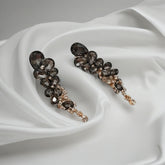 Designer Long Chandelier Earrings with Gemstone and Pearl Accents