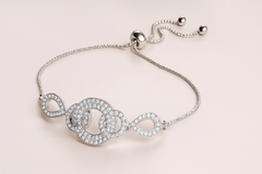 Silver Interlocking Circle Adjustable Bracelet
