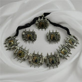Rajwada Peacock Temple Oxidised Silver Jewelry Set