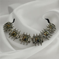 Rajwada Peacock Temple Oxidised Silver Jewelry Set