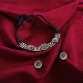 Oxidized Silver-Plated Tribal Necklace Set with Earrings