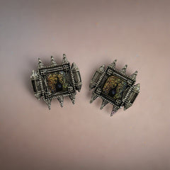 Rajwada Peacock Temple Oxidised Silver Jewelry Set