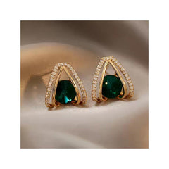 Emerald Glow Geometric Stud Earrings