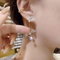 Crystal Butterfly Cascade Earrings