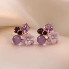 Lavender Bloom Crystal Stud Earrings