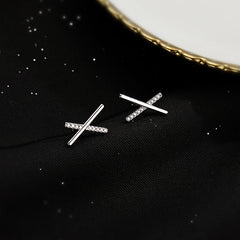 Crystal Bar Wave Chain Drop Earrings