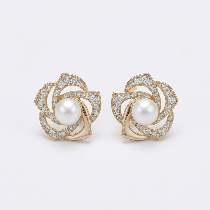 Dazzle21 Pack of 3 Korean Stylish Gold Stone Studs Tops Earrings Women Girls Light Weight Crystal, Cubic Zirconia, Pearl Alloy, Brass, Stone Drops & Danglers, Earring Set, Hoop Earring, Rhinestone Studs, Stud Earring