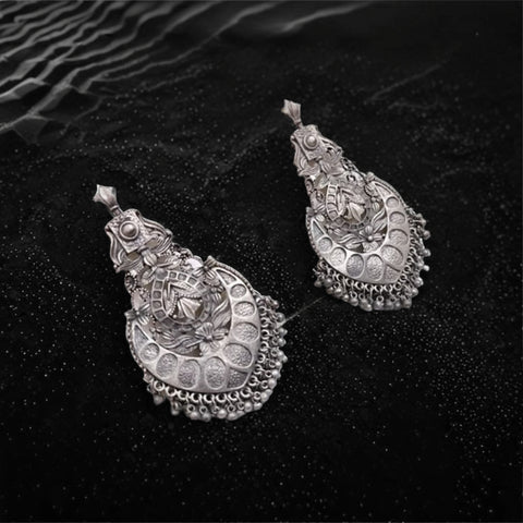 Premium Silver-Plated Chandbali Earrings