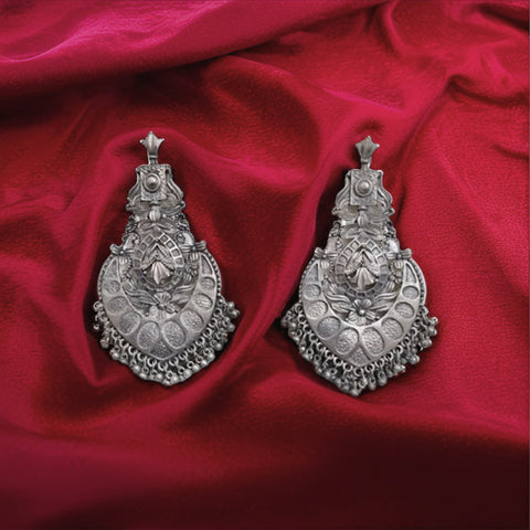 Premium Silver-Plated Chandbali Earrings