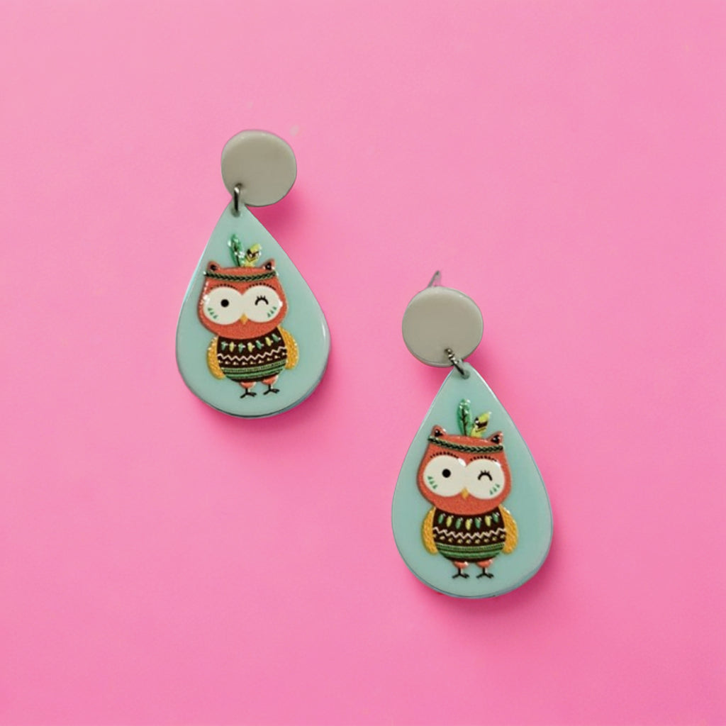 Lightweight Owl Drop Earrings with Artistic Design