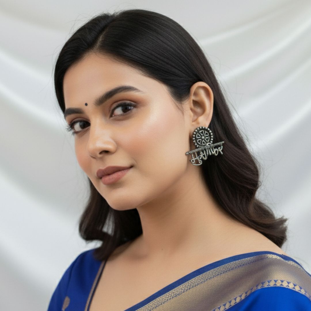 Marathi Pride Oxidised Silver Choker Set with Statement Earrings & Ring