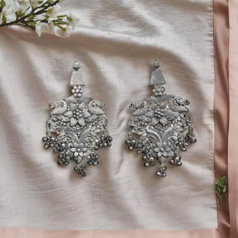 Oxidized Silver-Plated Jhumka Earrings