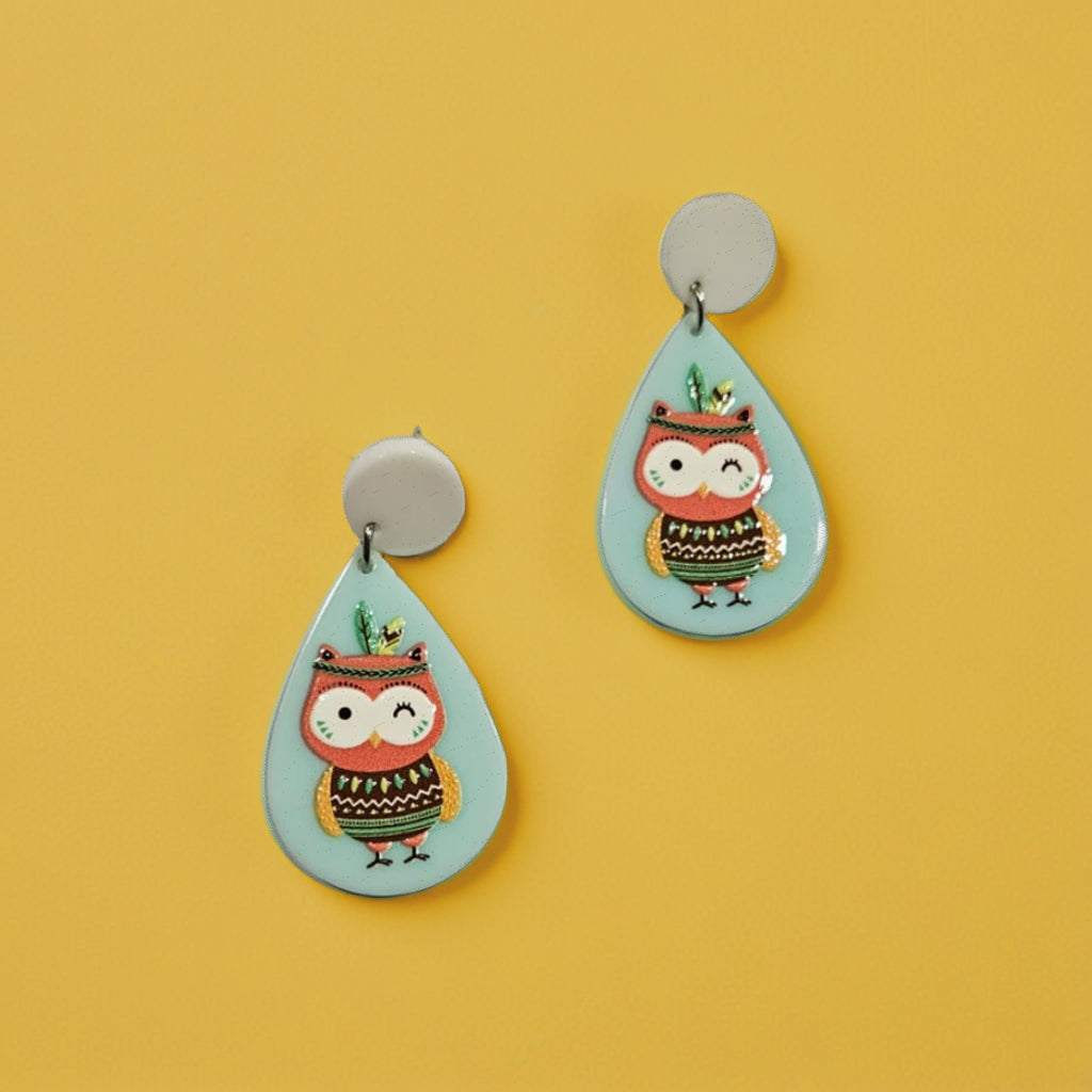 Lightweight Owl Drop Earrings with Artistic Design
