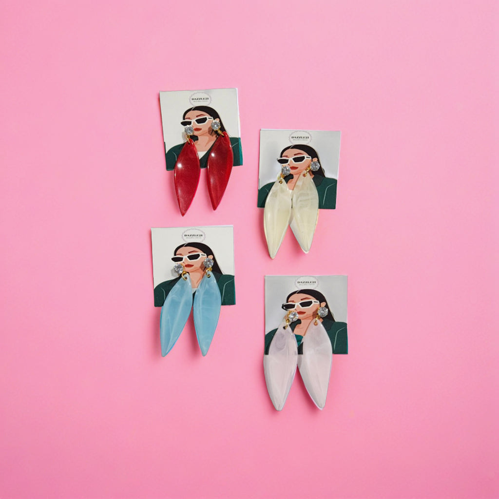Trendy Long Leaf Drop Earrings Combo