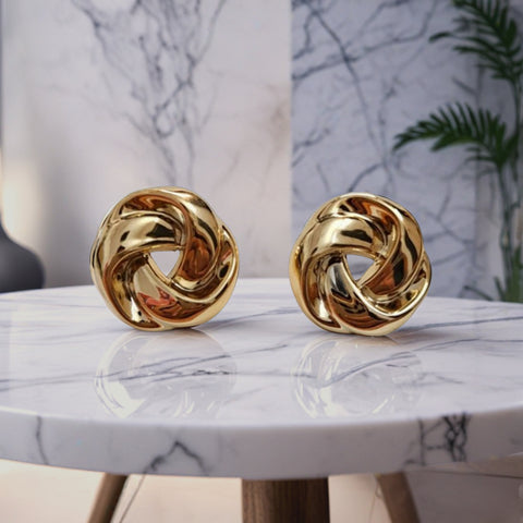 Classic Twisted Knot Earrings – Elegant Gold Finish