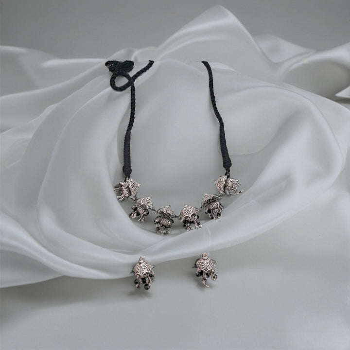Oxidized Silver-Plated Gaj Necklace Set
