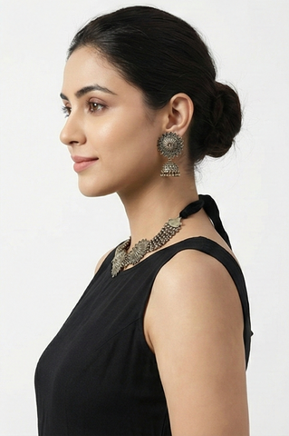 Handcrafted Oxidised Silver Jewellery Set for Women