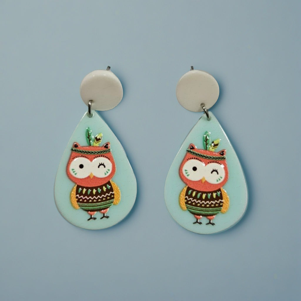 Lightweight Owl Drop Earrings with Artistic Design
