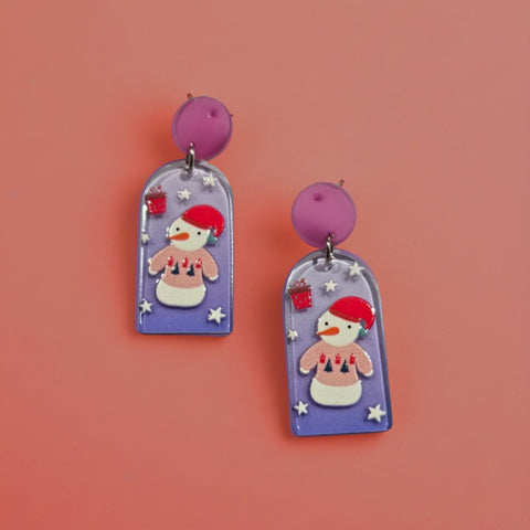 Playful Festival Character Drop Earrings with Printed Design