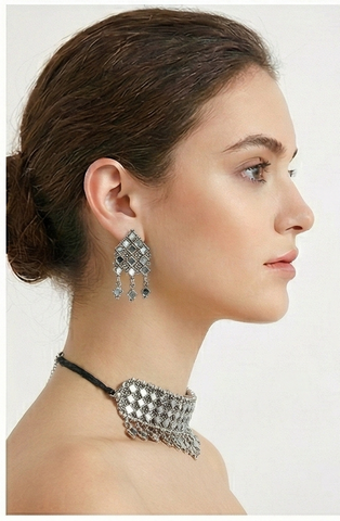 Luxe Geometric Diamond Collection - Matched Earring & Necklace Set