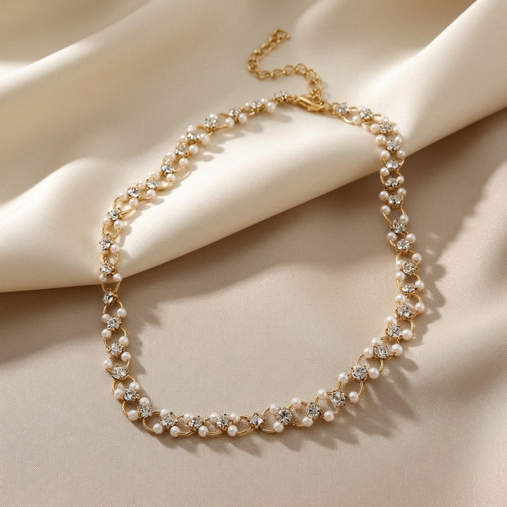 Pearl Blossom Crystal Choker Necklace