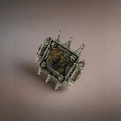 Rajwada Peacock Temple Oxidised Silver Jewelry Set