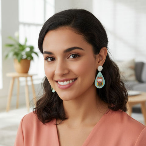Lightweight Owl Drop Earrings with Artistic Design