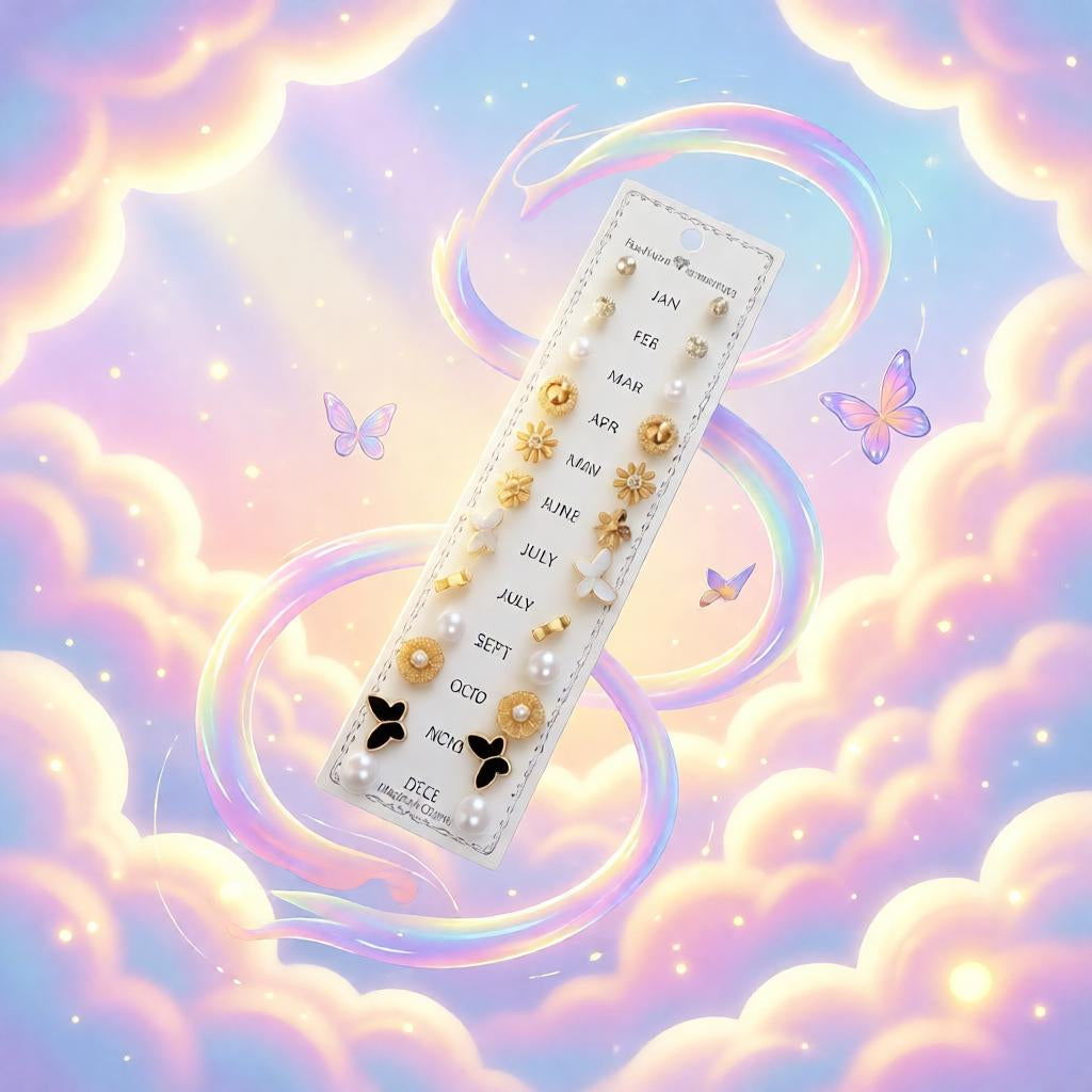 Celeste 12-Month Charm Stud Set