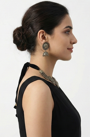 Handcrafted Oxidised Silver Jewellery Set for Women