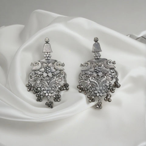 Oxidized Silver-Plated Jhumka Earrings