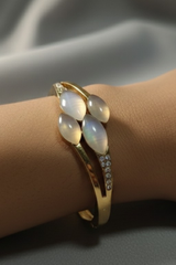 Golden Petal Mother-of-Pearl Crystal Bracelet