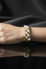 Golden Vine Mother-of-Pearl Crystal Bracelet