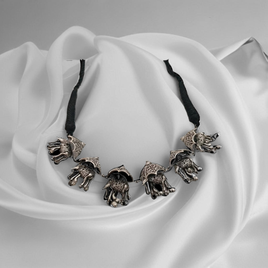 Oxidized Silver-Plated Gaj Necklace Set