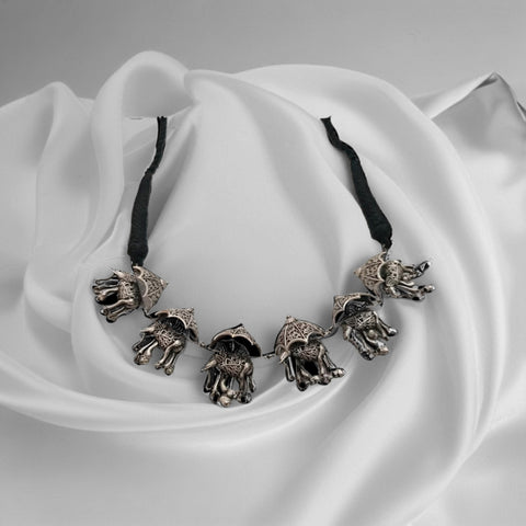 Oxidized Silver-Plated Gaj Necklace Set