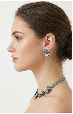 Vintage Rose Blossom Statement Jewelry Set