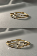 Golden Petal Mother-of-Pearl Crystal Bracelet