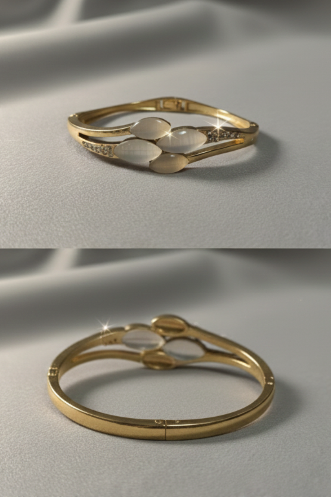 Golden Petal Mother-of-Pearl Crystal Bracelet