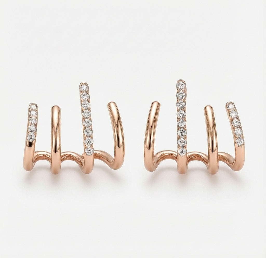 Dazzle21 Pack of 2 Korean Stylish Cubic Zirconia Alloy Stud Earring