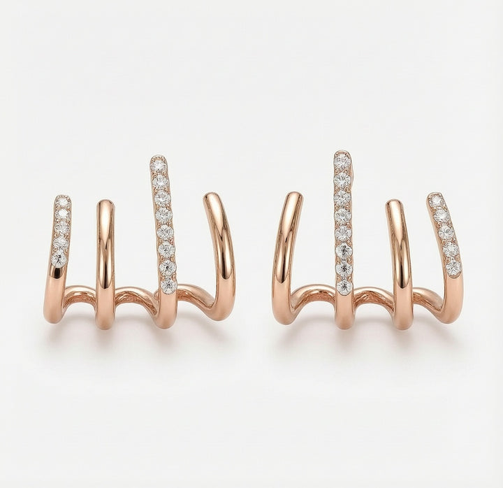 Dazzle21 Pack of 2 Korean Stylish Cubic Zirconia Alloy Stud Earring