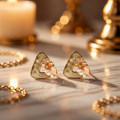 Golden Petal Triangle Studs