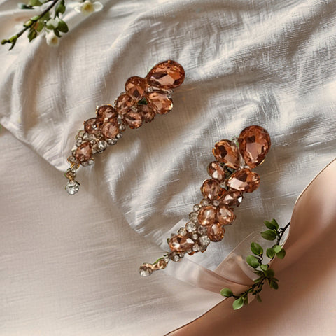 Designer Long Chandelier Earrings with Gemstone and Pearl Accents