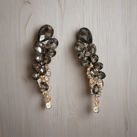 Designer Long Chandelier Earrings with Gemstone and Pearl Accents