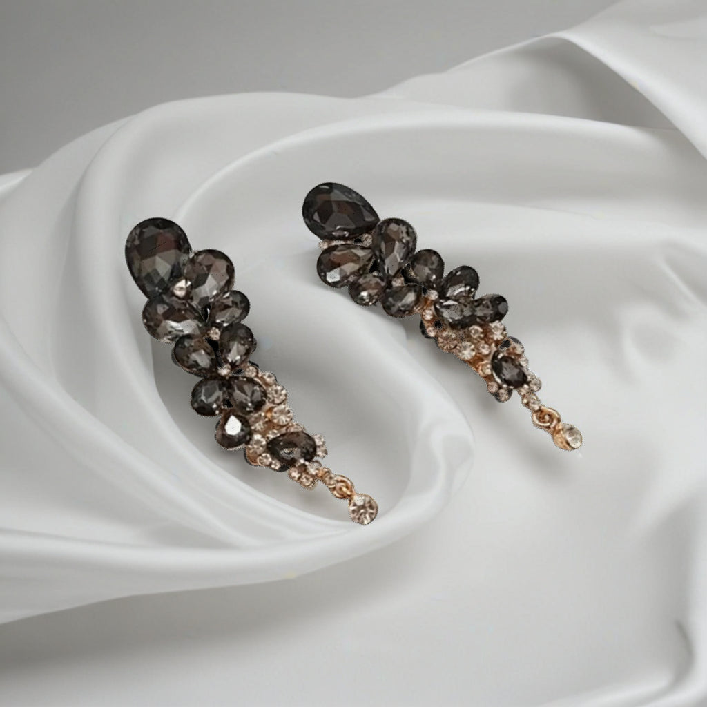 Designer Long Chandelier Earrings with Gemstone and Pearl Accents