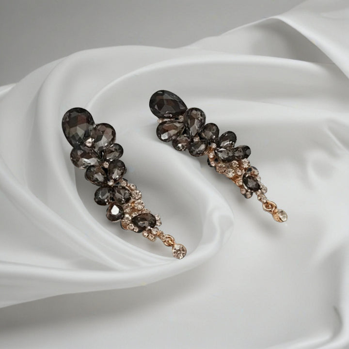 Designer Long Chandelier Earrings with Gemstone and Pearl Accents